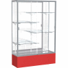 Spirit Display Case Red Base, Satin Frame, Mirror Back 48"W x 16"D x 72"H