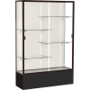 Spirit Display Case Black Base, Bronze Frame, Fabric Back 48"W x 16"D x 72"H