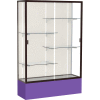 Spirit Display Case Purple Base, Bronze Frame, Fabric Back 48"W x 16"D x 72"H