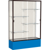 Spirit Display Case Royal Blue Base, Bronze Frame, Fabric Back 48"W x 16"D x 72"H