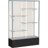 Spirit Display Case Black Base, Satin Frame, Fabric Back 48"W x 16"D x 72"H