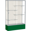 Spirit Display Case Forest Green Base, Satin Frame, Fabric Back 48"W x 16"D x 72"H