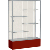 Spirit Display Case Maroon Base, Satin Frame, Fabric Back 48"W x 16"D x 72"H