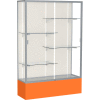 Spirit Display Case Orange Base, Satin Frame, Fabric Back 48"W x 16"D x 72"H