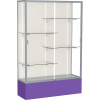 Spirit Display Case Purple Base, Satin Frame, Fabric Back 48"W x 16"D x 72"H