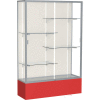 Spirit Display Case Red Base, Satin Frame, Fabric Back 48"W x 16"D x 72"H