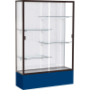 Spirit Display Case Navy Base, Bronze Frame, White Back 48"W x 16"D x 72"H
