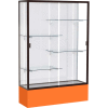 Spirit Display Case Orange Base, Bronze Frame, White Back 48"W x 16"D x 72"H