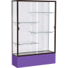 Spirit Display Case Purple Base, Bronze Frame, White Back 48"W x 16"D x 72"H