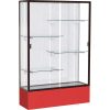 Spirit Display Case Red Base, Bronze Frame, White Back 48"W x 16"D x 72"H