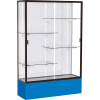 Spirit Display Case Royal Blue Base, Bronze Frame, White Back 48"W x 16"D x 72"H