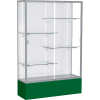 Spirit Display Case Forest Green Base, Satin Frame, White Back 48"W x 16"D x 72"H
