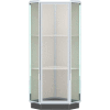 Prominence Corner Case, Plaque Back, Chrome Frame, 28"L x 77"H x 28"D