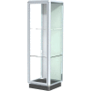 Prominence Display Case Chrome Frame, Fabric Back, Hinged Door