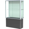 Prominence Spotlight Floor Case, Plaque Back, Chrome Frame, Locking Black Base, 48"L x 72"H x 18"D