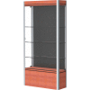 Contempo Lighted Floor Case, Black Back, Cherry Base, Satin Frame, 36"L x 72"H x 14"D