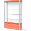 Contempo Lighted Floor Case, White Back, Cherry Base, Satin Frame, 48"L x 72"H x 14"D