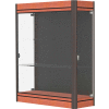 Contempo Lighted Wall Case, Black Back, Cherry Base, Dark Bronze Frame, 36"L x 44"H x 14"D