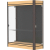 Contempo Lighted Wall Case, Black Back, Light Maple Base, Dark Bronze Frame, 36"L x 44"H x 14"D