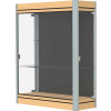 Contempo Lighted Wall Case, Black Back, Light Maple Base, Satin Frame, 36"L x 44"H x 14"D