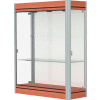 Contempo Lighted Wall Case, White Back, Cherry Base, Satin Frame, 36"L x 44"H x 14"D