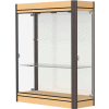 Contempo Lighted Wall Case, White Back, Light Maple Base, Dark Bronze Frame, 36"L x 44"H x 14"D