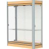 Contempo Lighted Wall Case, White Back, Light Maple Base, Satin Frame, 36"L x 44"H x 14"D