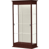 Varsity Lighted Floor Case, Sliding Doors, Plaque Back, Espresso Frame, 36"L x 77"H x 18"D