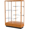 Heritage Display Case Carmel Oak, Mirror Back 48"W x 18"D x 70"H