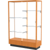 Heritage Display Case Carmel Oak, White Back 48"W x 18"D x 70"H