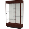 Heritage Floor Case, Plaque Back, Espresso Frame w/ Lighted Cornice, 48"L x 76"H x 18"D