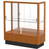 Heritage Display Case Carmel Oak, Mirror Back 36"W x 14"D x 40"H