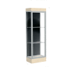 Edge Lighted Floor Case, Black Back, Satin Frame, 6" Chardonnay Base, 24"W x 76"H x 20"D