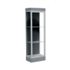 Edge Lighted Floor Case, Black Back, Satin Frame, 6" Carbon Mesh Base, 24"W x 76"H x 20"D