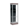 Edge Lighted Floor Case, Black Back, Satin Frame, 6" Morro Zephyr Base, 24"W x 76"H x 20"D