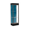 Edge Lighted Floor Case, Blue Steel Back, Dark Bronze Frame, 6" Black Base, 24"W x 76"H x 20"D
