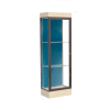 Edge Lighted Floor Case, Blue Steel Back, Dark Bronze Frame, 6" Chardonnay Base, 24"W x 76"H x 20"D