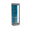 Edge Lighted Floor Case, Blue Steel Back, Dark Bronze Frame, 6" Carbon Mesh Base, 24"W x 76"H x 20"D