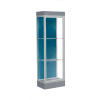 Edge Lighted Floor Case, Blue Steel Back, Satin Frame, 6" Carbon Mesh Base, 24"W x 76"H x 20"D