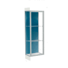 Edge Lighted Floor Case, Blue Steel Back, Satin Frame, 6" Frosty White Base, 24"W x 76"H x 20"D