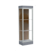 Edge Lighted Floor Case, Chocolate Back, Satin Frame, 6" Carbon Mesh Base, 24"W x 76"H x 20"D