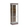Edge Lighted Floor Case, Chocolate Back, Satin Frame, 6" Morro Zephyr Base, 24"W x 76"H x 20"D