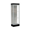 Edge Lighted Floor Case, Harbor Back, Satin Frame, 6" Black Base, 24"W x 76"H x 20"D