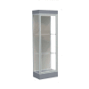 Edge Lighted Floor Case, Harbor Back, Satin Frame, 6" Carbon Mesh Base, 24"W x 76"H x 20"D