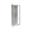 Edge Lighted Floor Case, Harbor Back, Satin Frame, 6" Frosty White Base, 24"W x 76"H x 20"D