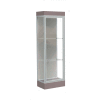 Edge Lighted Floor Case, Harbor Back, Satin Frame, 6" Morro Zephyr Base, 24"W x 76"H x 20"D
