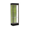 Edge Lighted Floor Case, Pale Green Back, Dark Bronze Frame, 6" Black Base, 24"W x 76"H x 20"D