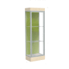 Edge Lighted Floor Case, Pale Green Back, Satin Frame, 6" Chardonnay Base, 24"W x 76"H x 20"D