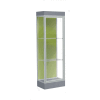 Edge Lighted Floor Case, Pale Green Back, Satin Frame, 6" Carbon Mesh Base, 24"W x 76"H x 20"D
