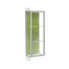 Edge Lighted Floor Case, Pale Green Back, Satin Frame, 6" Frosty White Base, 24"W x 76"H x 20"D